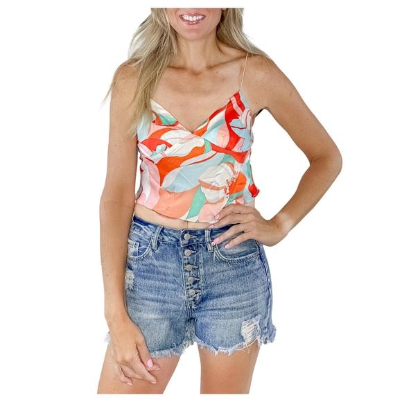 NEW TIMING wild child cami in aqua/orange - Picture 1 of 2